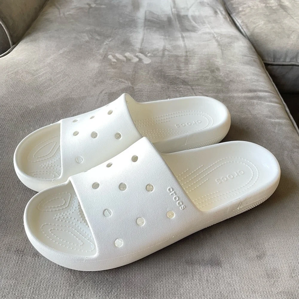 Crocs White Slide Sandals